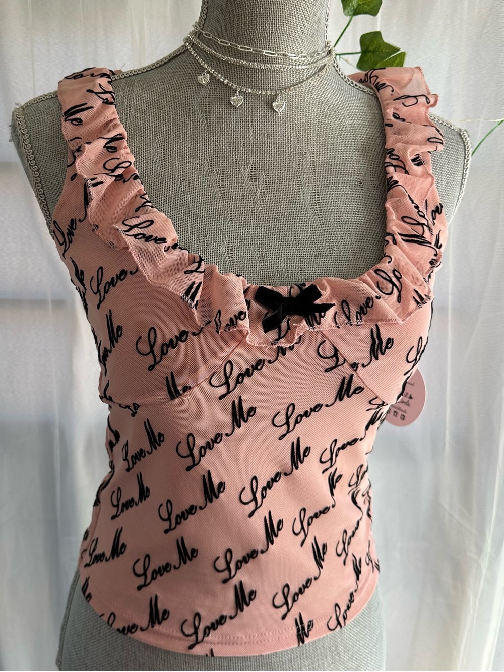 Pink 'Love Me' Ruffle Tank Top